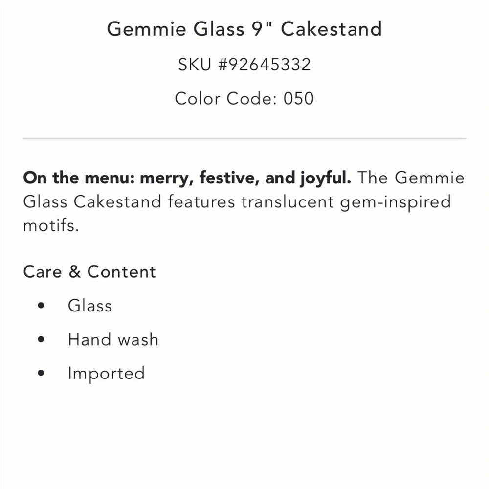 9” Gemmie Glass Cakestand - Picture 4 of 4